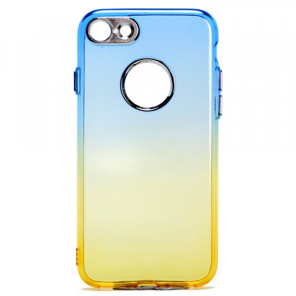 Wholesale iPhone 7 Plus Two Tone Color Hybrid Case (Blue Gold)